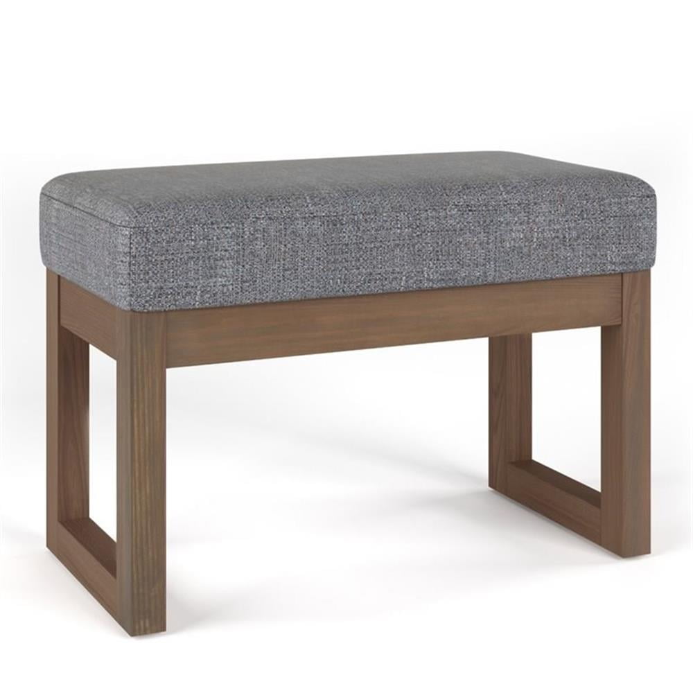 Modern Grey Linen Look Narrow Profile Footstool Bench