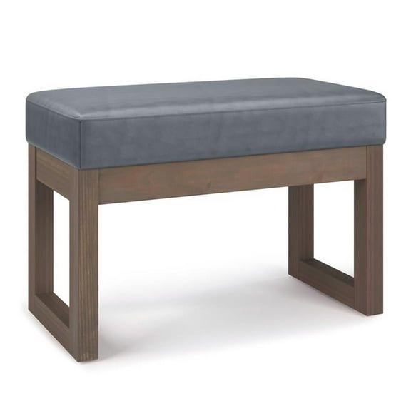 Trent Home 26" Wide Faux Leather Small Entryway Bench in Stone Gray
