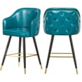 thumbnail image 1 of Trent Home 27.9" Contemporary Faux Leather Counter Stool in Blue (Set of 2), 1 of 5