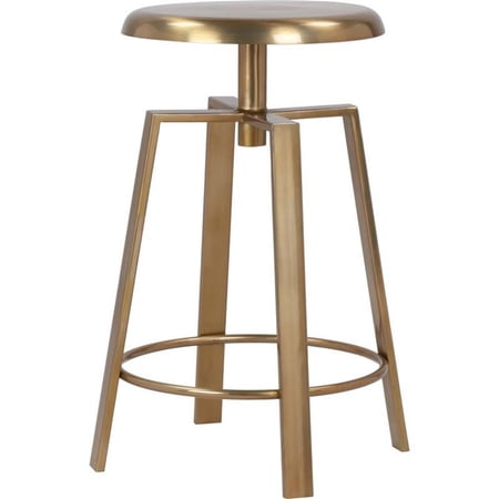 Trent Home 29" Adjustable Contemporary Metal Iron Bar Stool in Gold