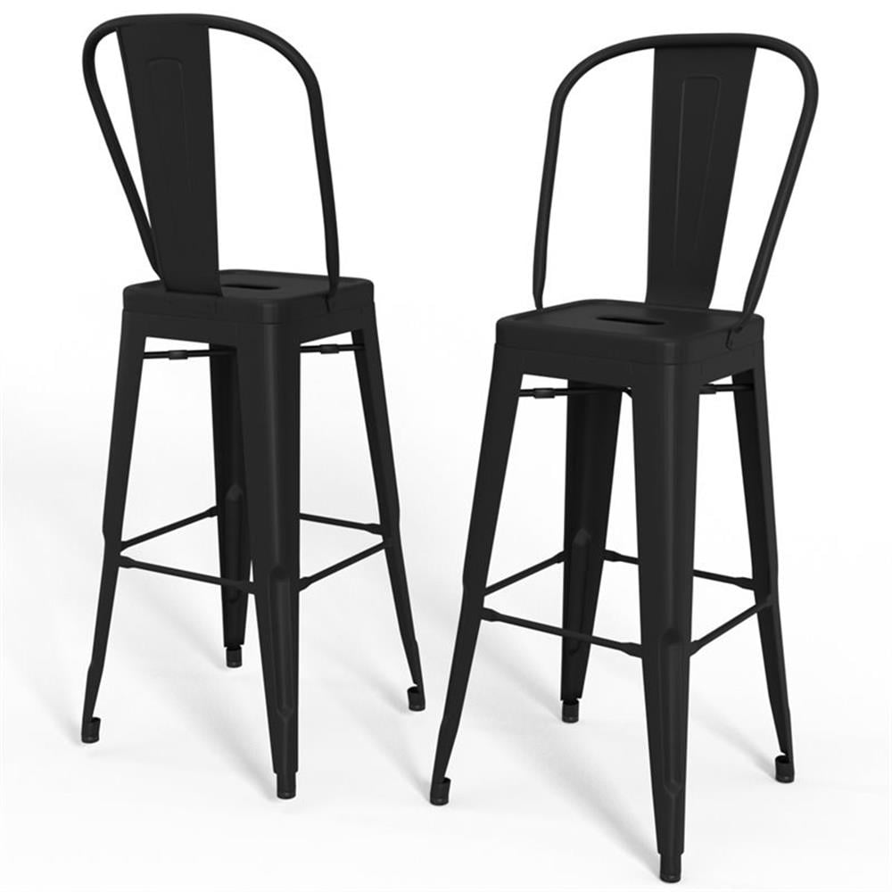 Fletcher 30" Industrial Black Metal Bar Stool Set of 2
