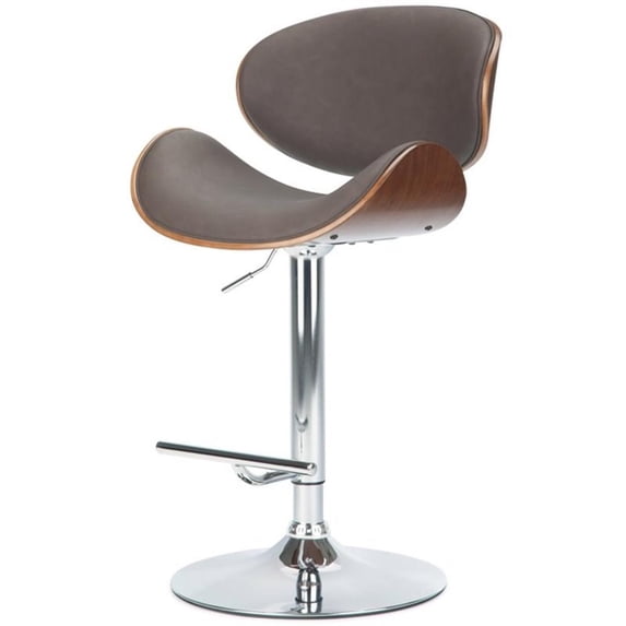 Trent Home 32.7" Mid-Century Metal Adjustable Height Lift Bar Stool in Brown