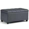 thumbnail image 1 of Trent Home 34" Transitional Rectangle Ottoman Bench in Stone Gray Faux Leather, 1 of 4