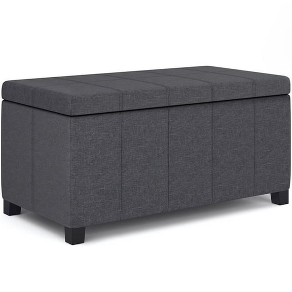 Trent Home 36" Contemporary Fabric Storage Bench in Slate Gray