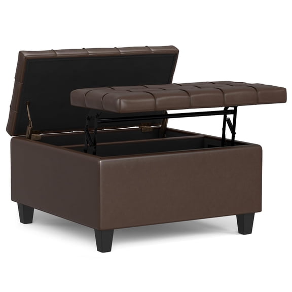 Trent Home 36" Transitional Square Coffee Table Ottoman in Mink Brown