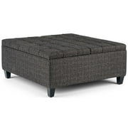 Trent Home 36" W Coffee Table Storage Ottoman in Ebony Gray Tweed Look Fabric