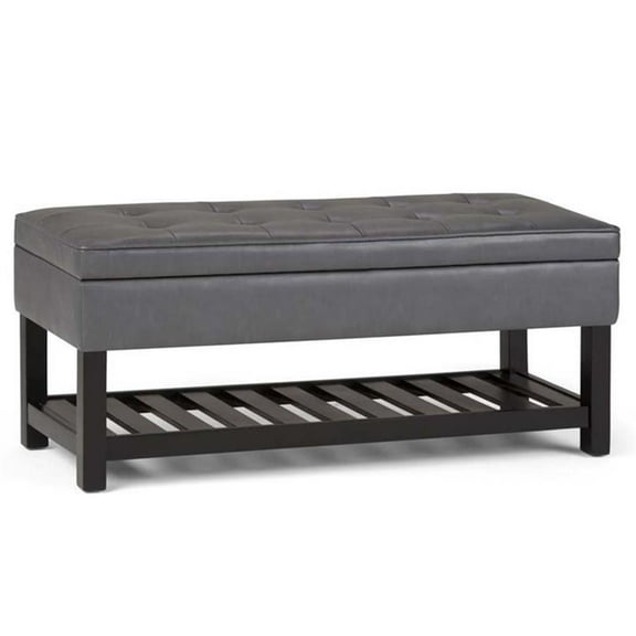 Trent Home 44 " W Storage Ottoman Bench in Stone Gray Faux Leather