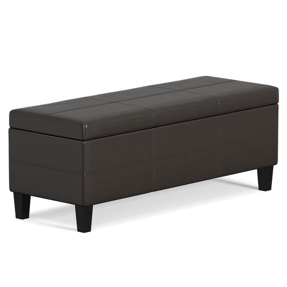 Trent Home 48" Faux Leather Rectangle Storage Ottoman Bench Tanners Brown