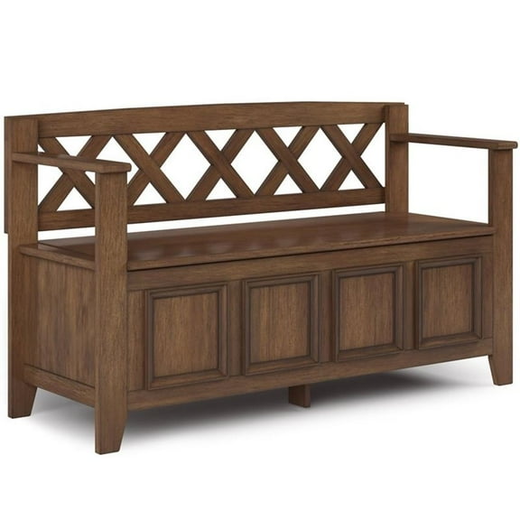 Trent Home 48" Transitional Solid Wood Entryway Storage Bench in Brown