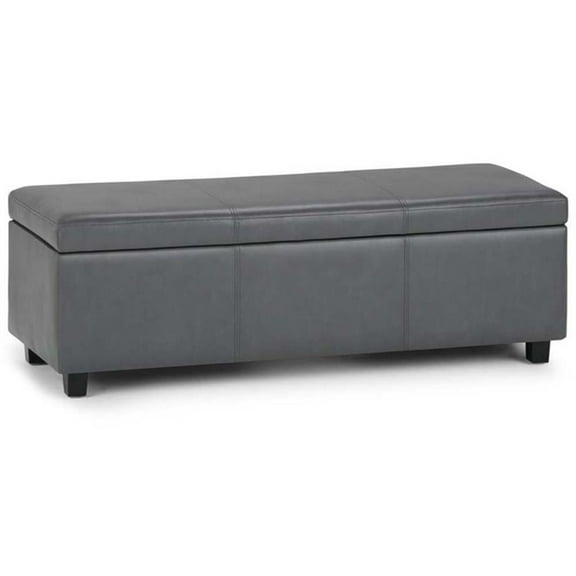 Trent Home 48" W Rectangle Storage Ottoman Bench in Stone Gray Faux Leather