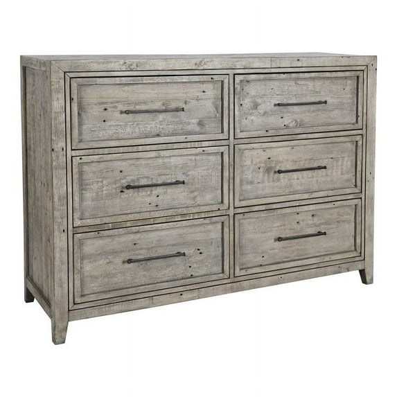 Trent Home 6-drawer Transitional Reclaimed Pine Dresser in Stone Gray