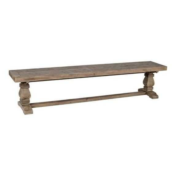 Trent Home 83" Transitional Reclaimed Pine Wood Bench in Weathered Brown
