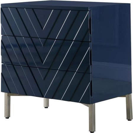 Trent Home Contemporary Accent Table in Navy Lacquer/Chrome