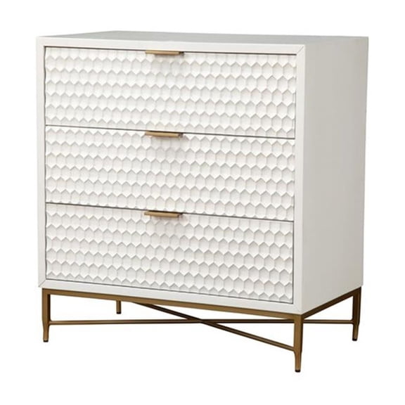 Trent Home Contemporary Small Wood 3 Drawer Accent Chest in White