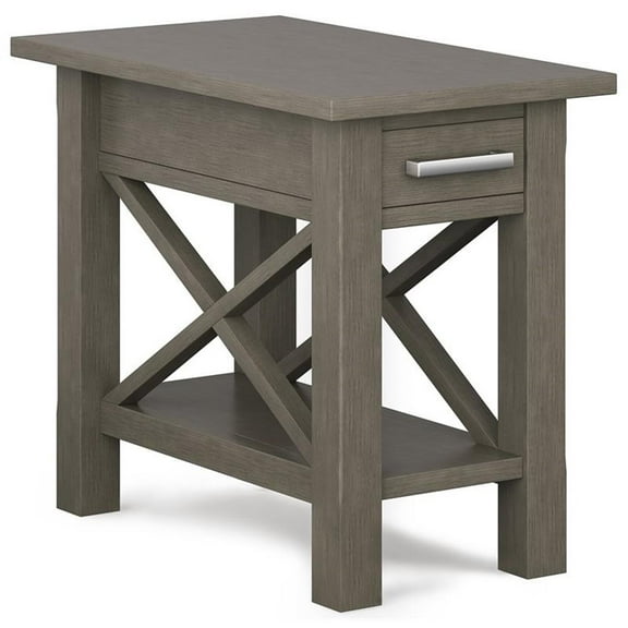 Trent Home Contemporary Solid Wood Narrow End Table with Storage in Gray