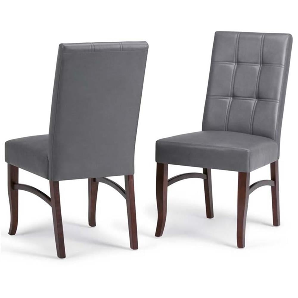 Stone Gray Faux Leather Upholstered Parsons Dining Side Chair