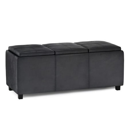 Trent Home Faux Air Leather Rectangular Storage Ottoman in Black