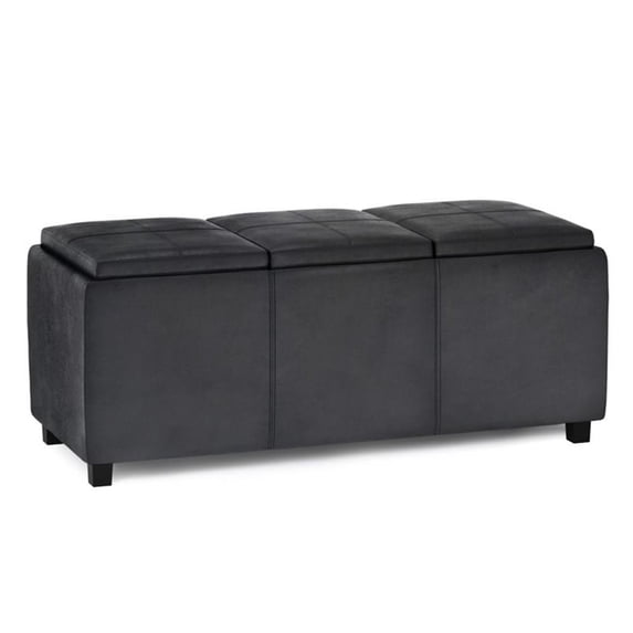Trent Home Faux Air Leather Rectangular Storage Ottoman in Black