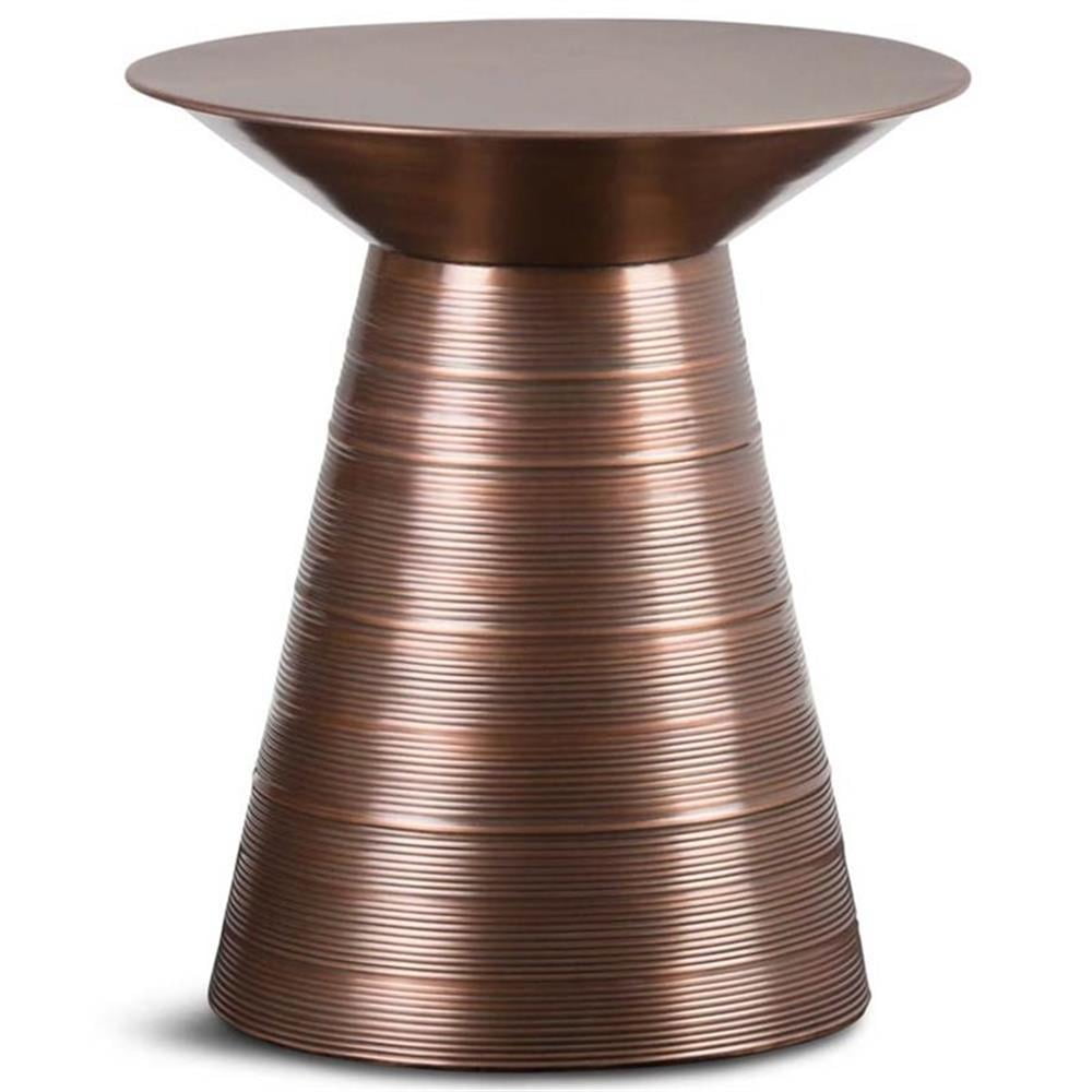Handcrafted 18" Round Metal Accent Table in Aged Copper