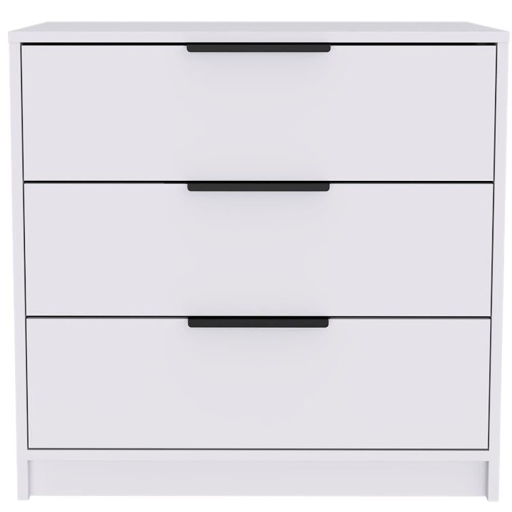 Modern Industrial White 3-Drawer Horizontal Dresser
