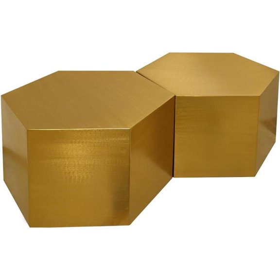 Trent Home Modular 2-Piece Modern Metal Coffee Table in Brushed Gold
