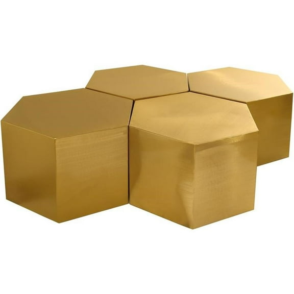 Trent Home Modular 4-Piece Modern Metal Coffee Table in Brushed Gold