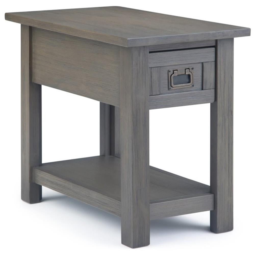 Farmhouse Grey Monroe Rustic Acacia Wood Side Table with Storage