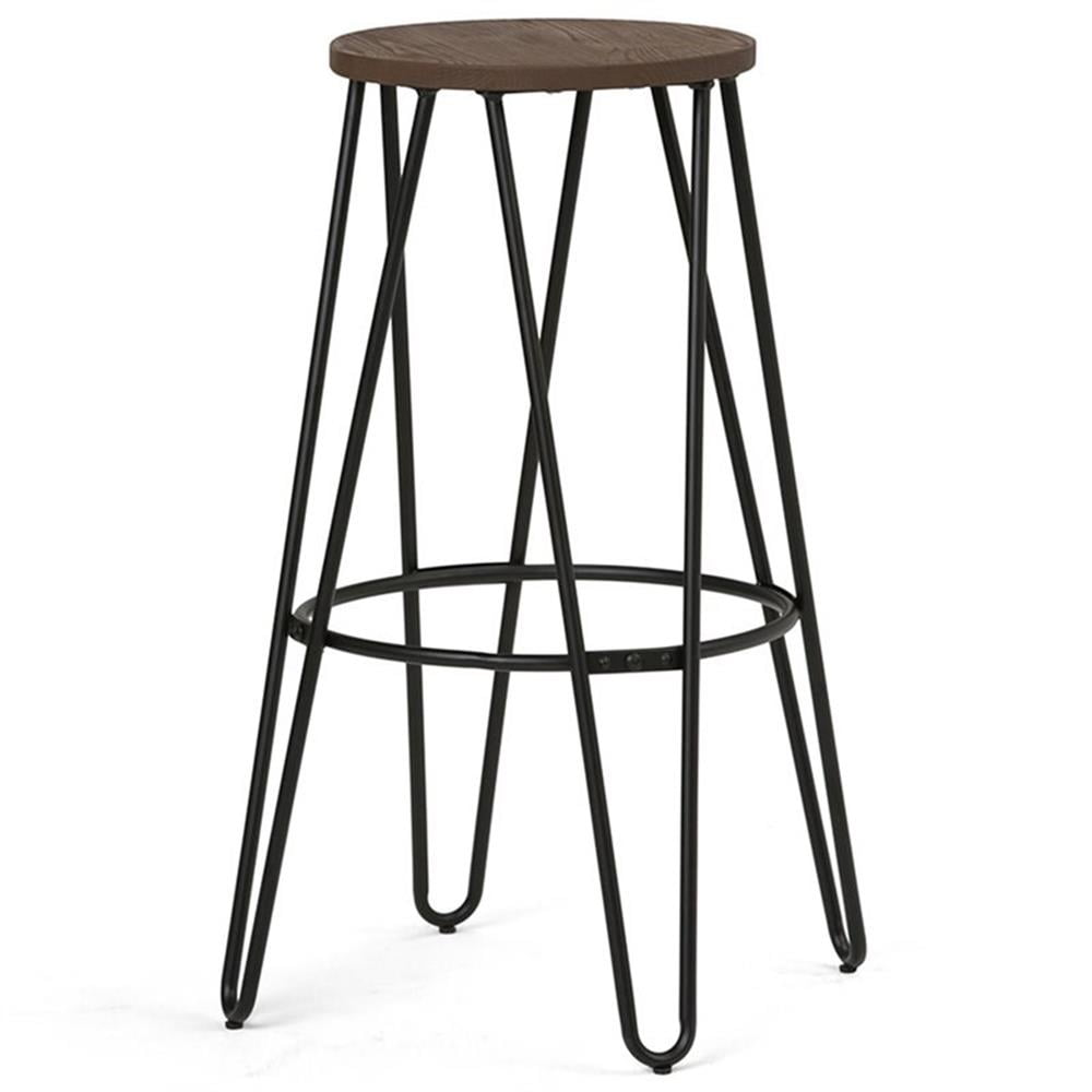Cocoa Brown and Black 30" Industrial Metal and Wood Bar Stool