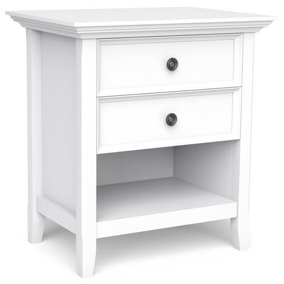 Trent Home Solid Mango Hardwood & Metal 2 Drawer Nightstand in White