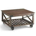 thumbnail image 1 of Trent Home Solid Mango Wood Square Coffee Table in Distressed Dark Brown, 1 of 17