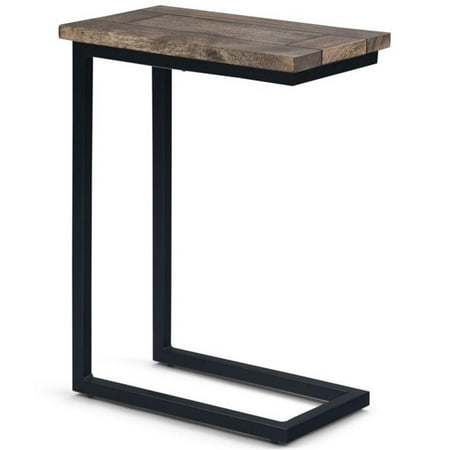 Trent Home Solid Wood and Metal 18" W Rectangle C Side Table in Beach Brown