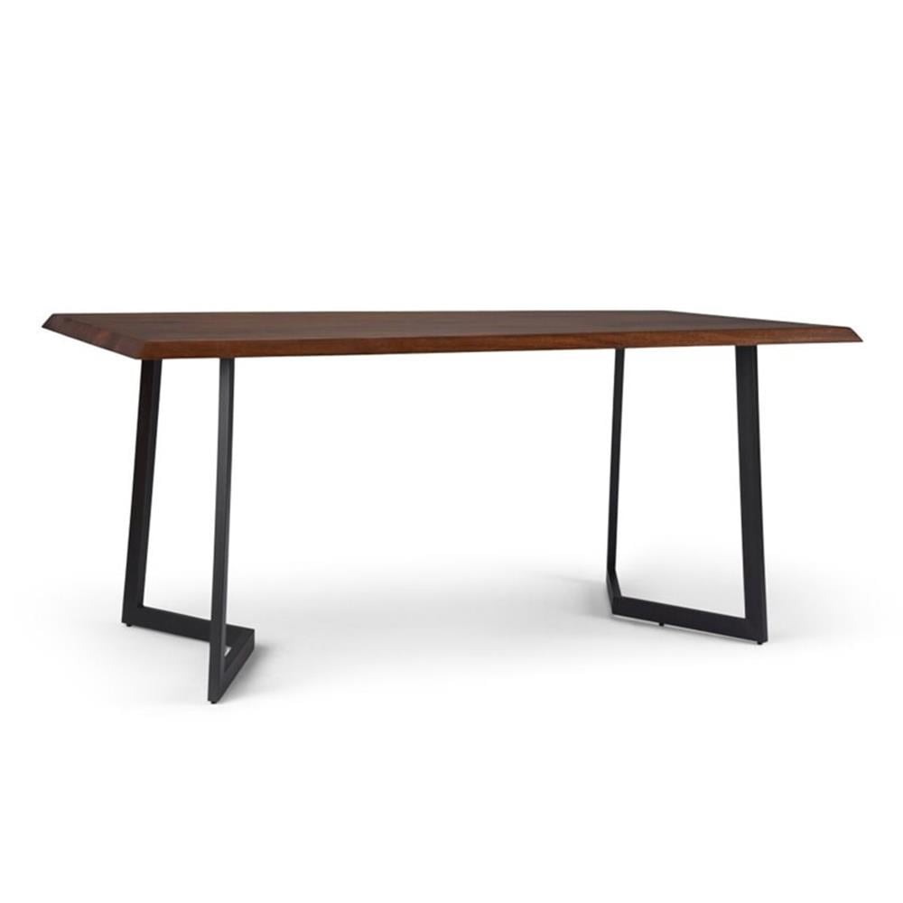 Watkins 72" Dark Brown Mango Wood Industrial Dining Table