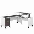 thumbnail image 1 of Trent Home Transitional 3 Position Sit to Stand L Shaped Desk in White and Gray, 1 of 7