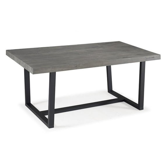Trent Home Transitional 72" Rustic Solid Wood Dining Table in Grey