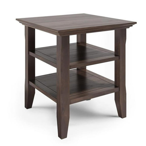 Trent Home Wood 19" Square Transitional End Table in Warm Walnut Brown