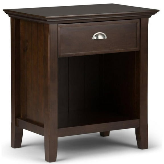 Trent Home Wood 24" Transitional Bedside Nightstand Table in Brunette Brown