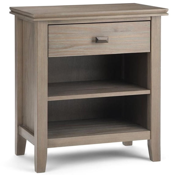Trent Home Wood 24" Transitional Bedside Nightstand Table in Gray