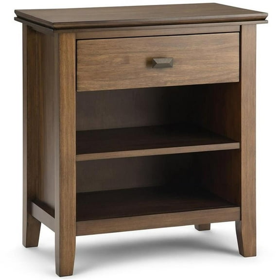 Trent Home Wood 24" Transitional Bedside Nightstand in Rustic Natural Brown