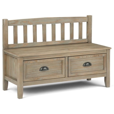 Trent Home Wood 42" Transitional Entryway Bench with Drawers in Gray