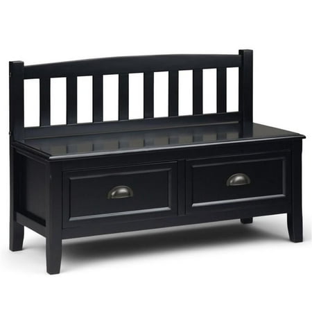 Trent Home Solid Wood Black Entryway Bench Rectangular 42" Unassembled