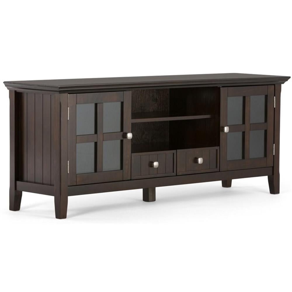 Brunette Brown 60" Solid Wood TV Stand with Cabinets and Drawers