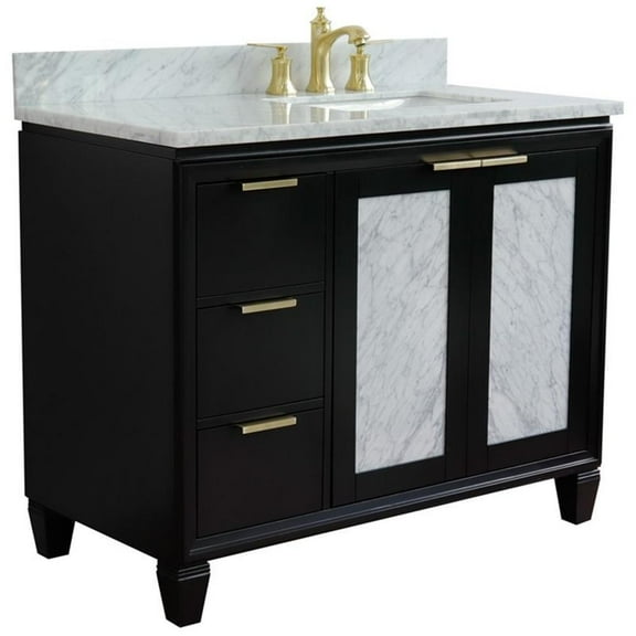Trento 43" Solid Wood Vanity with Right Rectangle Sink in Blue/White