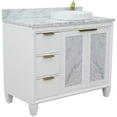 thumbnail image 1 of Trento 43" Solid Wood Vanity with Right Round Sink in White Carrara, 1 of 14