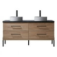 thumbnail image 1 of Trento 60" Double Sink Bath Vanity in North American Oak w/ Black Sintered Stone, 1 of 12
