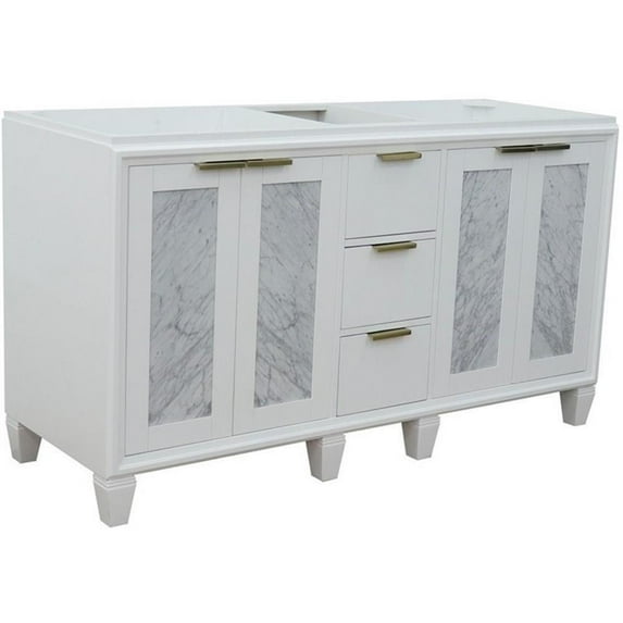 Trento 60" Modern Double Solid Wood Vanity in White (Cabinet Only)