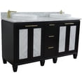 thumbnail image 1 of Trento 61" Double Round Sink Solid Wood Vanity in Blue/White Carrara, 1 of 13