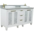 thumbnail image 1 of Trento 61" Double Round Sink Solid Wood Vanity in White/Gray Granite Stone, 1 of 15