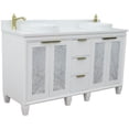 thumbnail image 1 of Trento 61" Double Round Sink Solid Wood Vanity in White/White Quartz Stone, 1 of 15