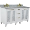 thumbnail image 1 of Trento Double Rectangle Sink Solid Wood Vanity in White/Gray Granite Stone, 1 of 15