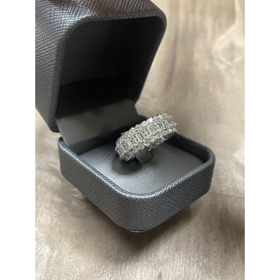 Trento - Round and Emerald Stacked Eternity Band